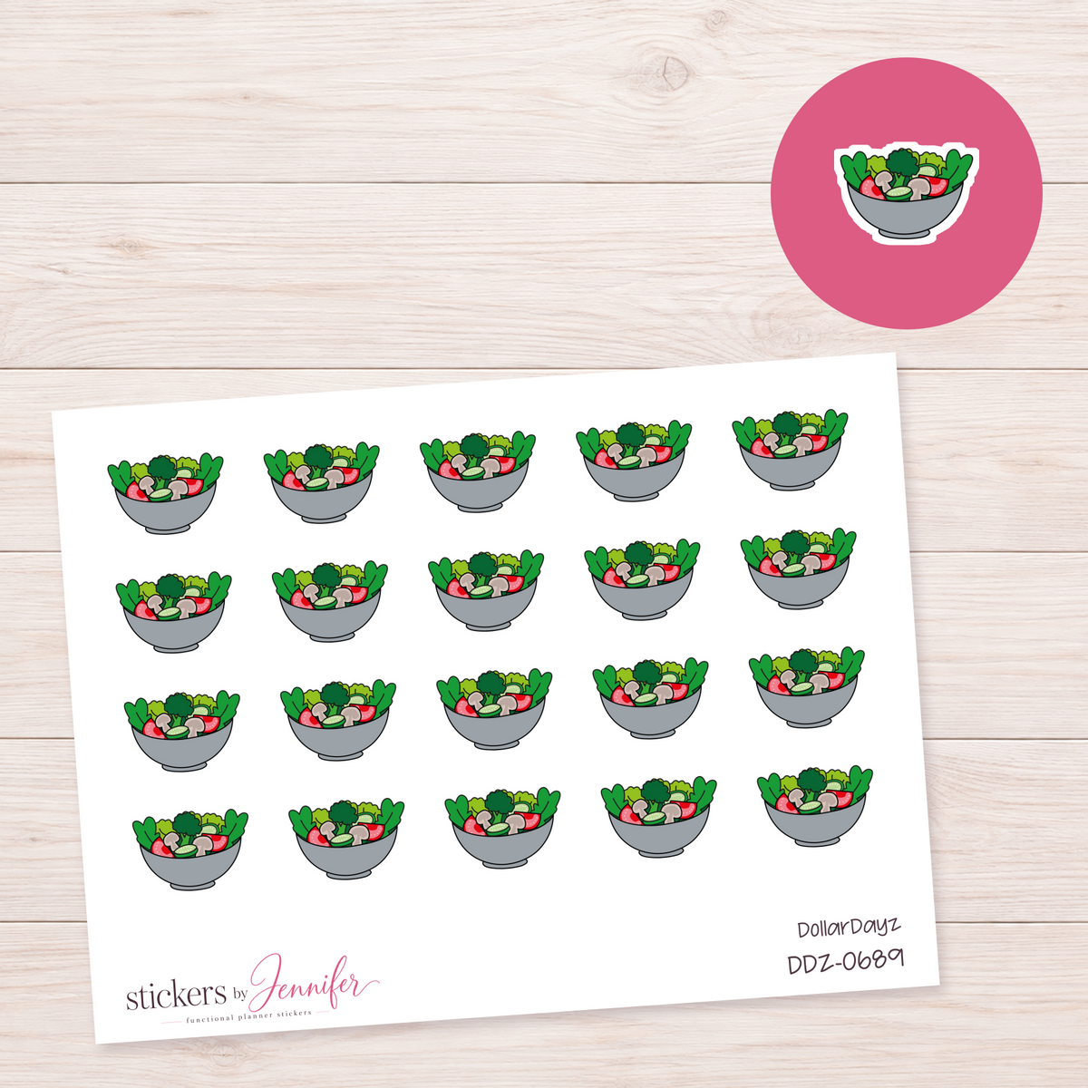 Gray Salad Bowl Planner Stickers | DDZ-0689