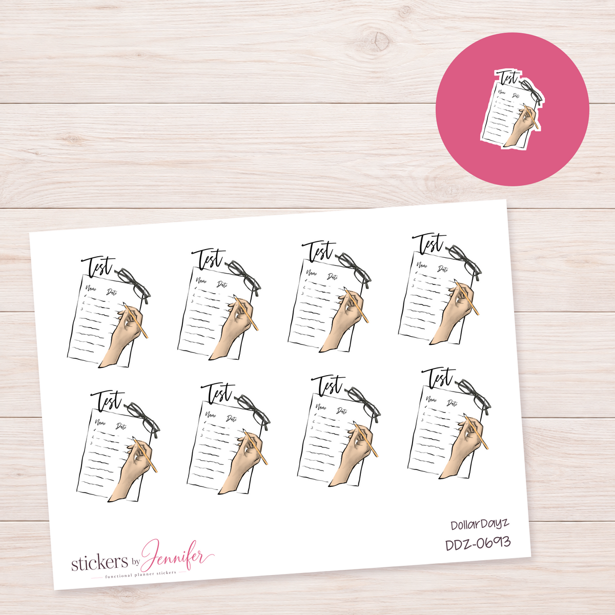 Test Day Reminder Planner Stickers | DDZ-0693