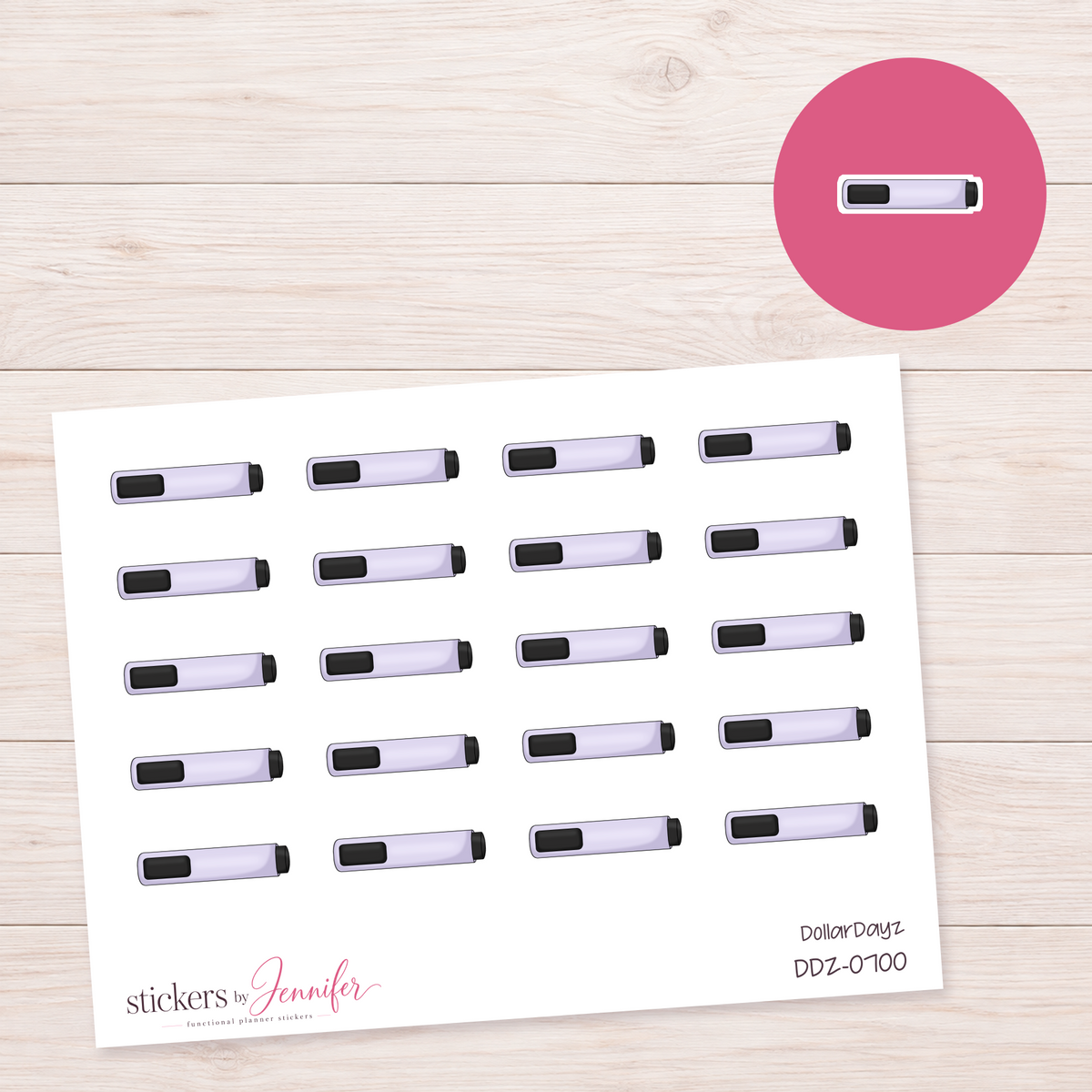 Lavender Highlighter Planner Stickers | DDZ-0700