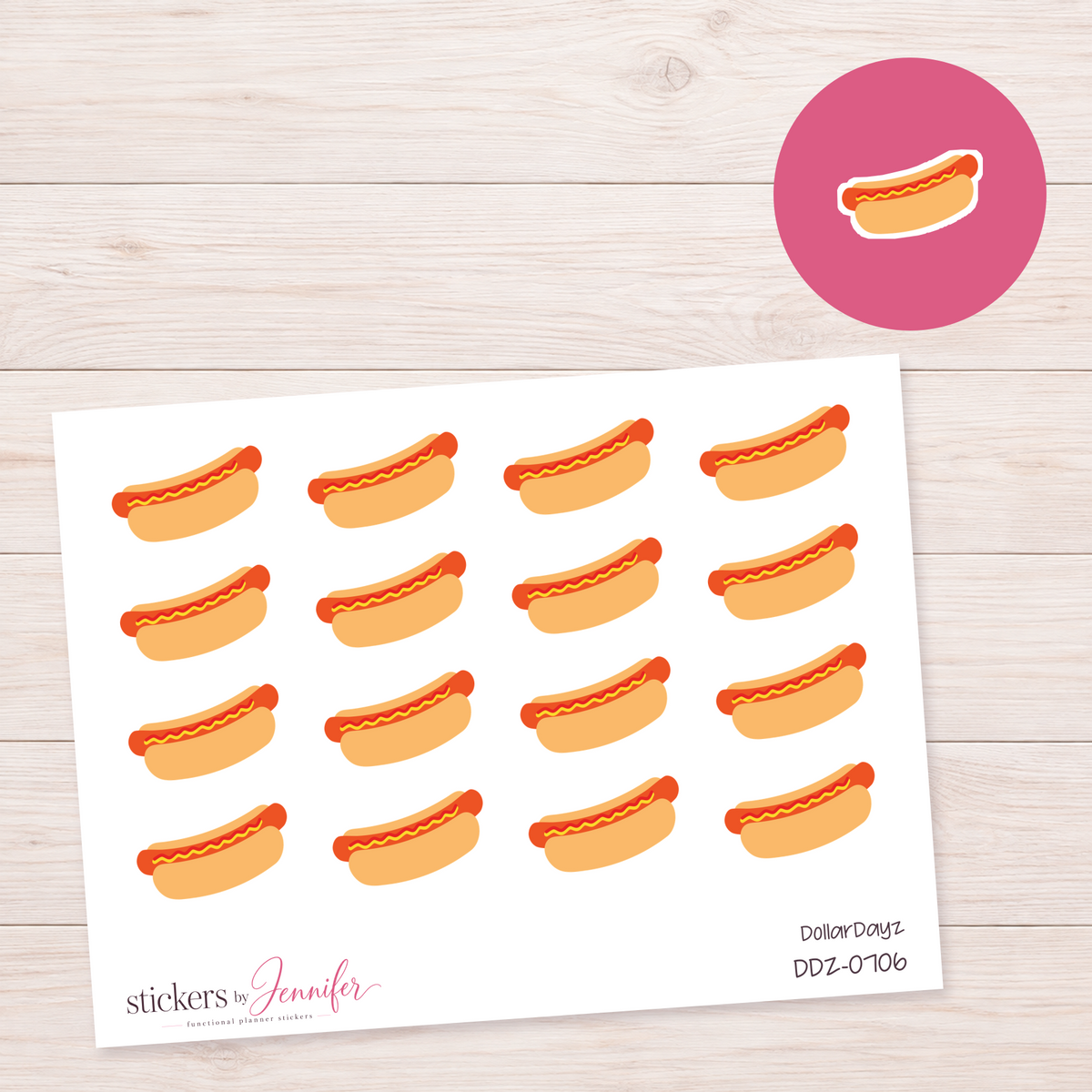 Hot Dog Planner Stickers | DDZ-0706