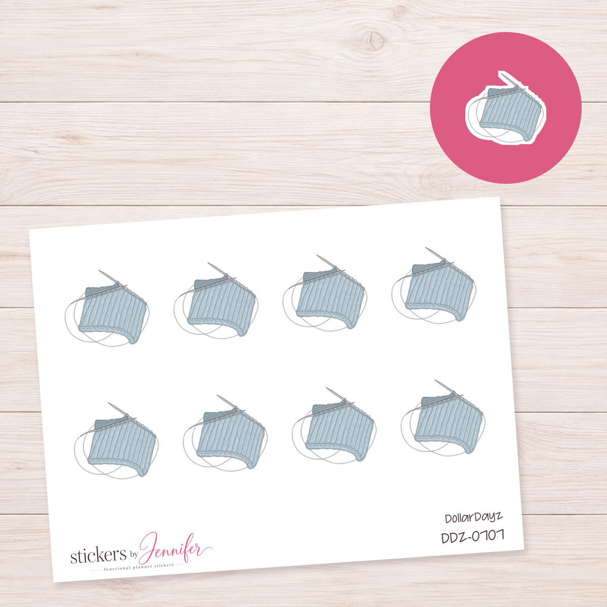 Blue Knitting Swatch Planner Stickers | DDZ-0707