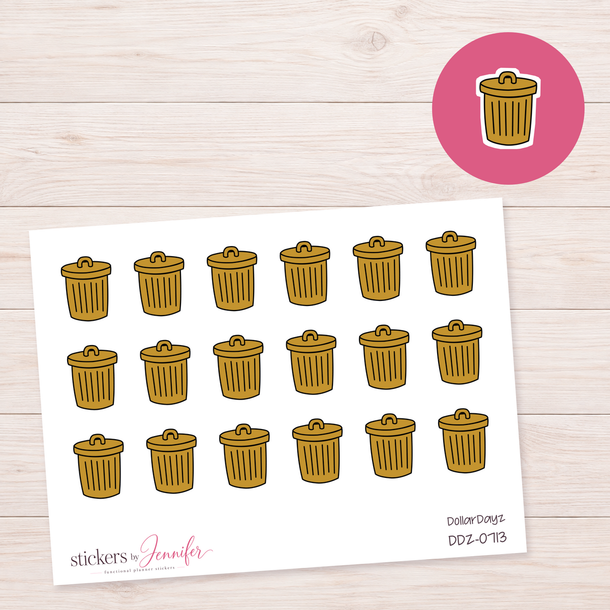 Mustard Trash Can Planner Stickers | DDZ-0713