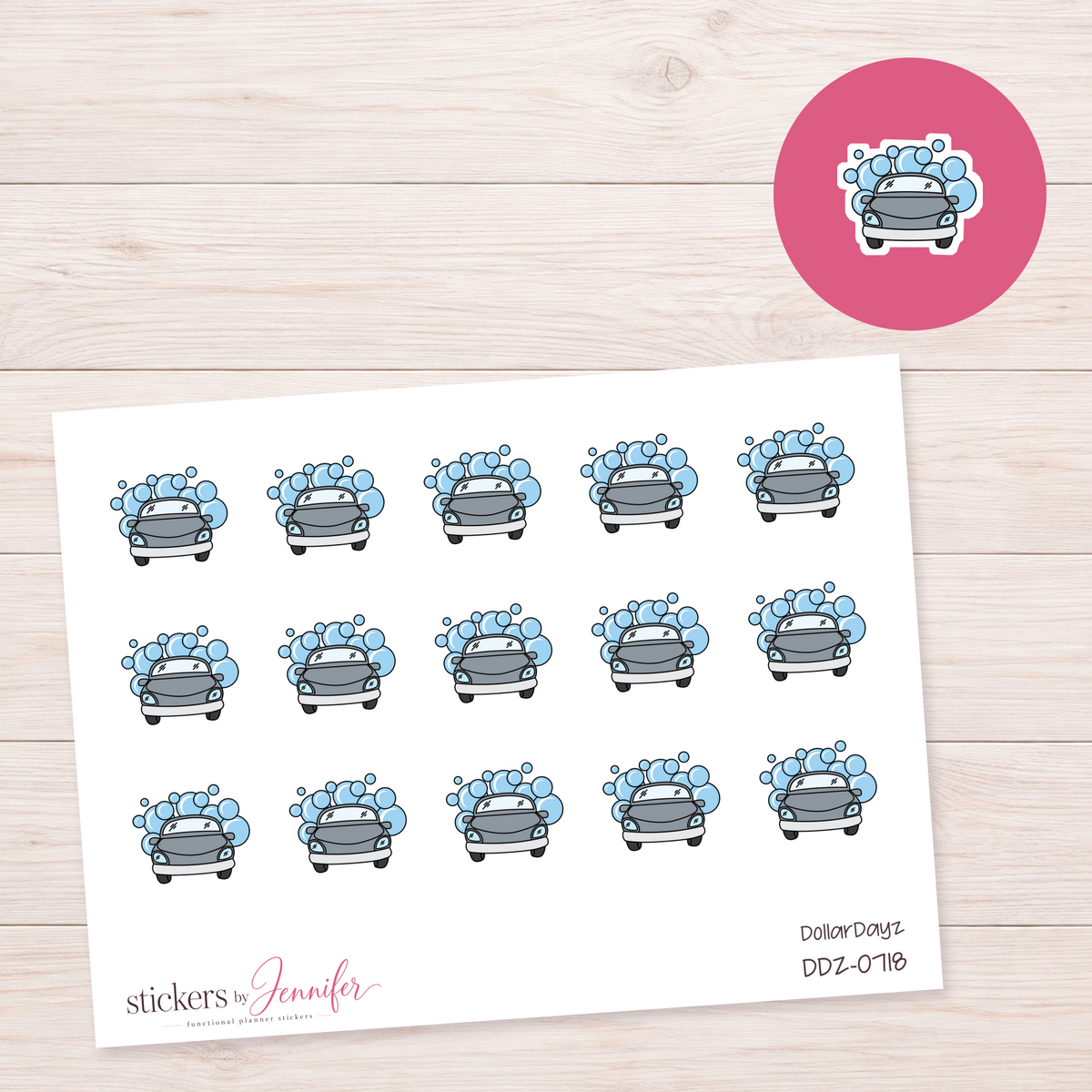 Gray Car Wash Planner Stickers | DDZ-0718