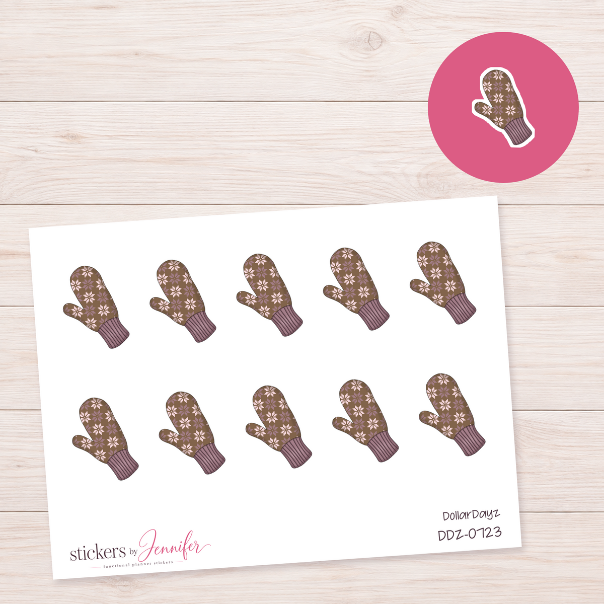 Patterned Winter Mitten Planner Stickers | DDZ-0723