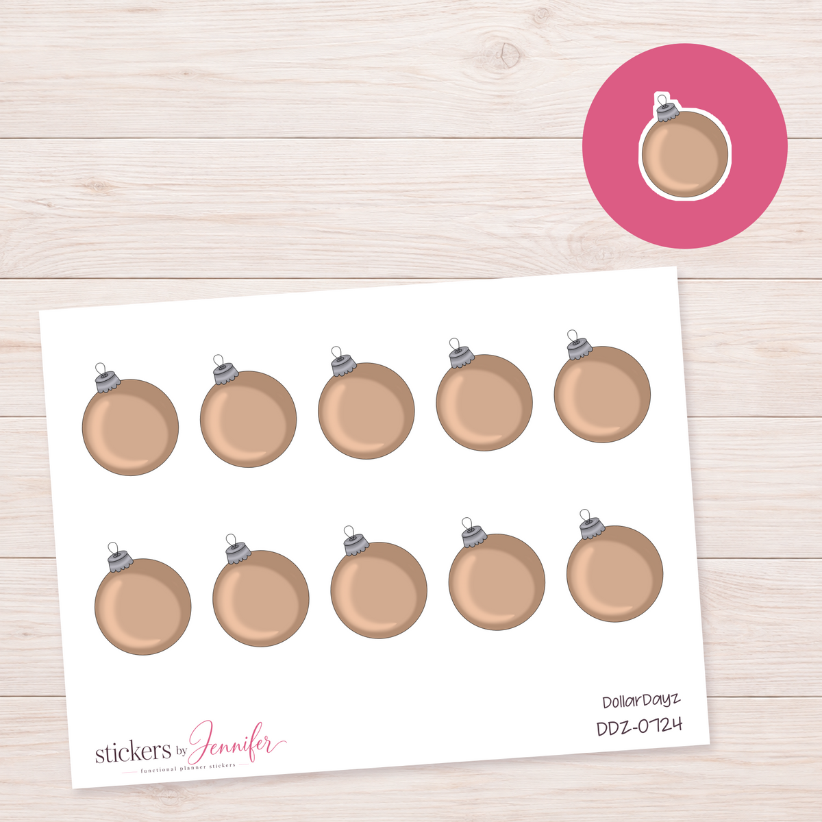 Neutral Christmas Bauble Planner Stickers | DDZ-0724