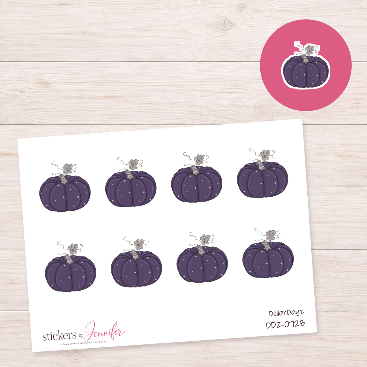 Purple Starry Pumpkin Planner Stickers | DDZ-0728