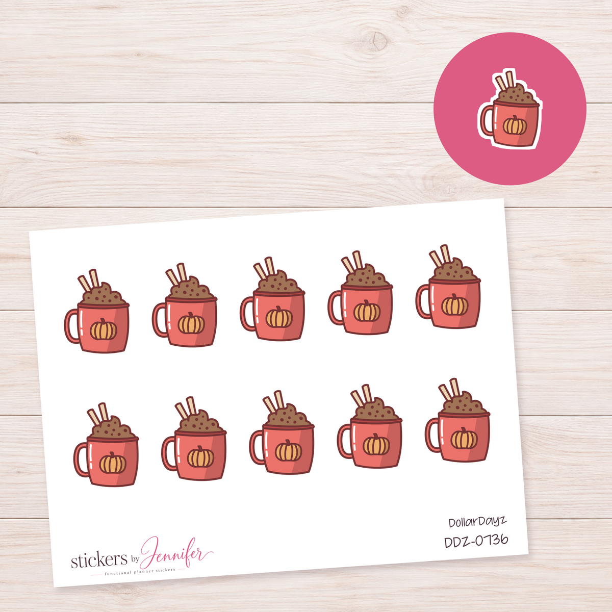 Pumpkin Drink Mug Planner Stickers | DDZ-0736