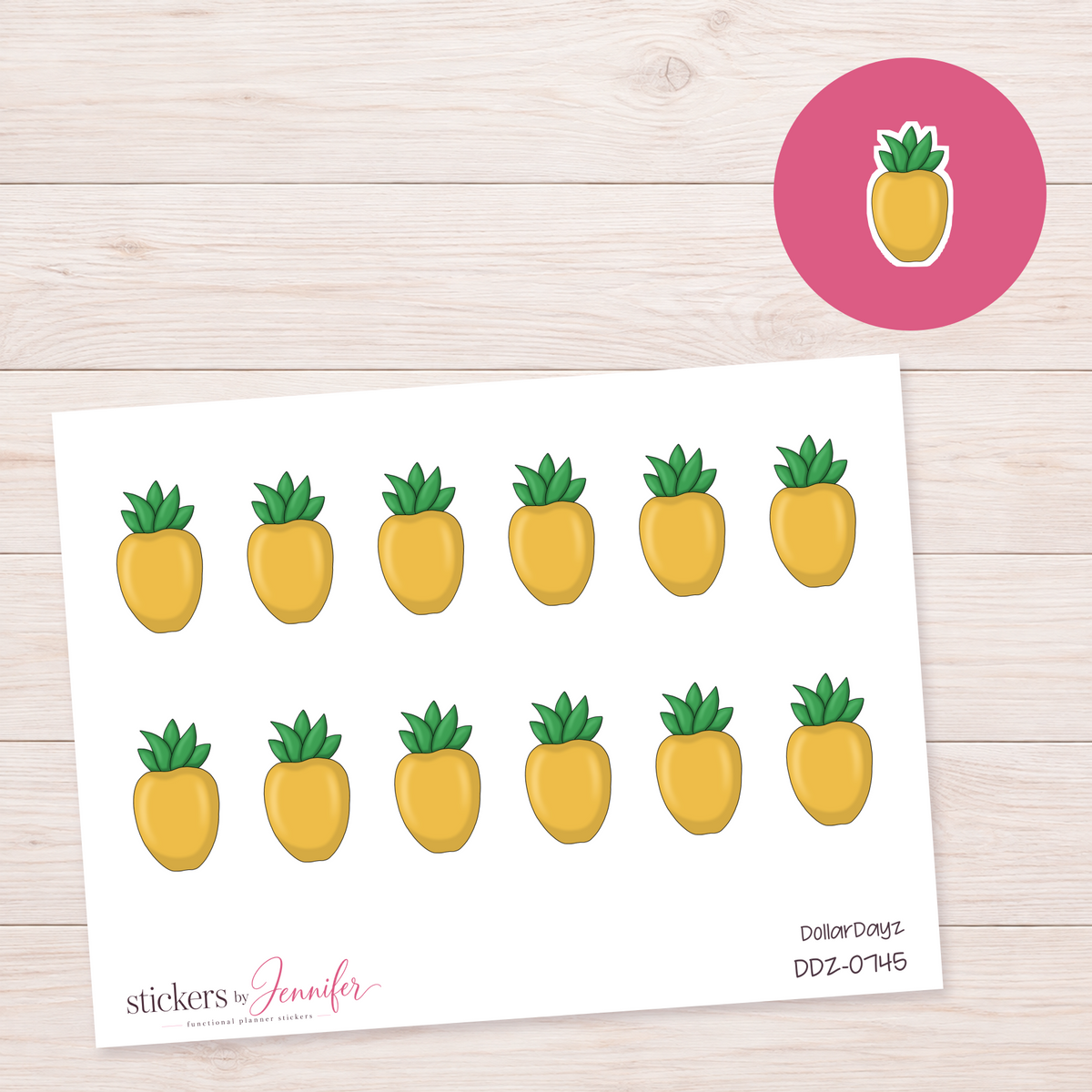 Yellow Pineapple Planner Stickers | DDZ-0745