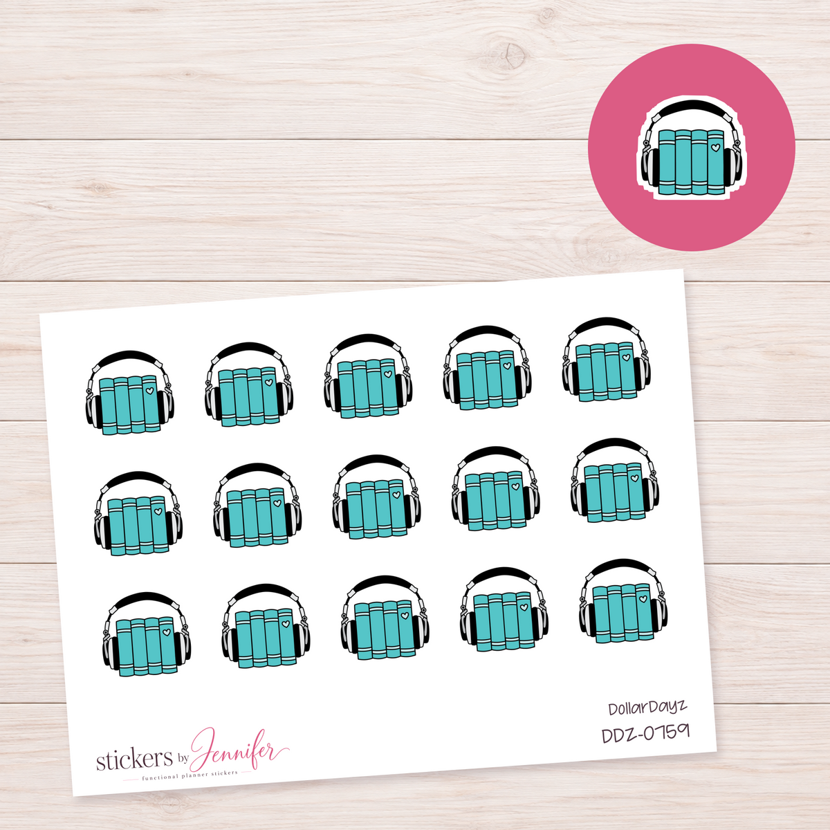 Teal Audiobooks Planner Stickers | DDZ-0759