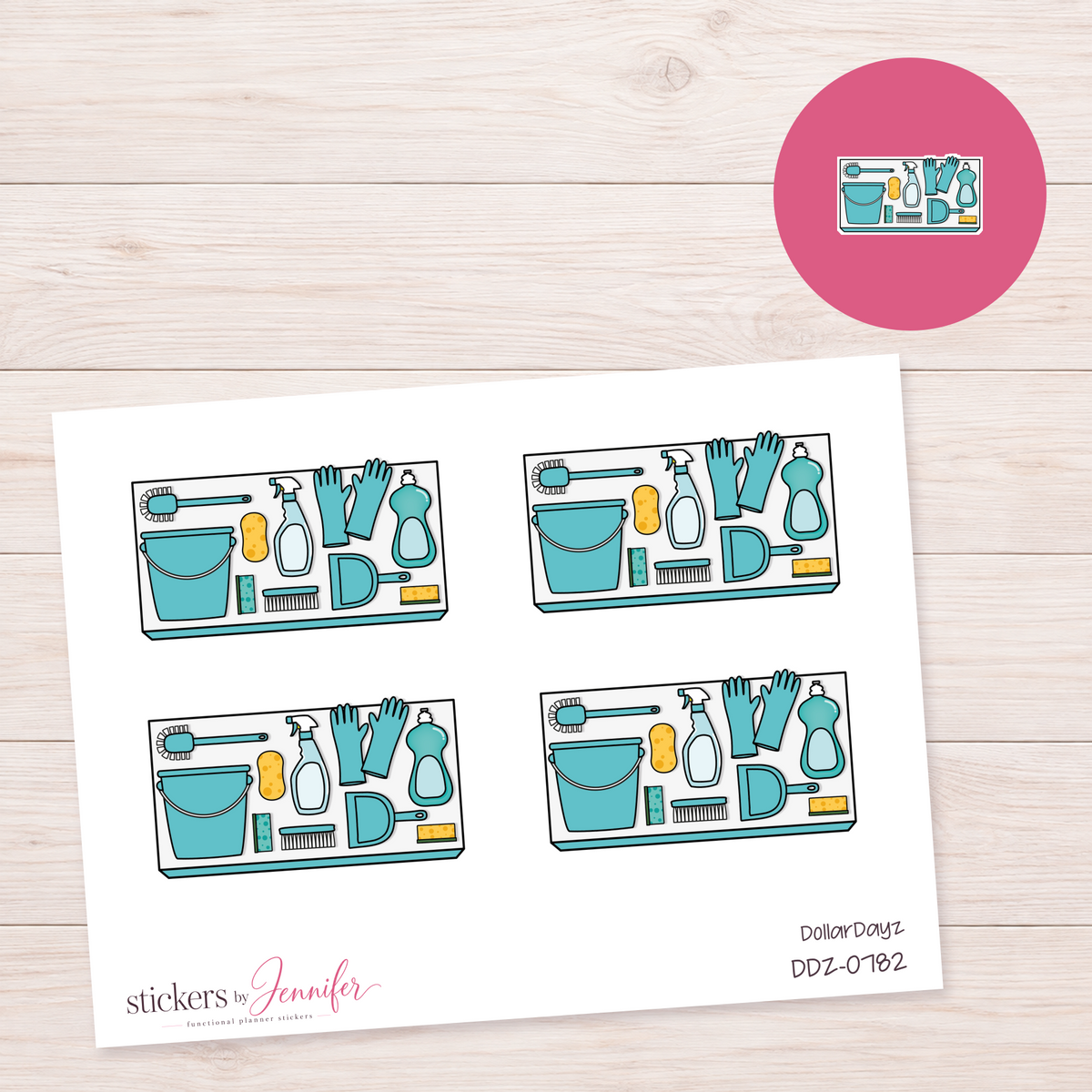 Teal Cleaning Supplies Planner Stickers | DDZ-0782