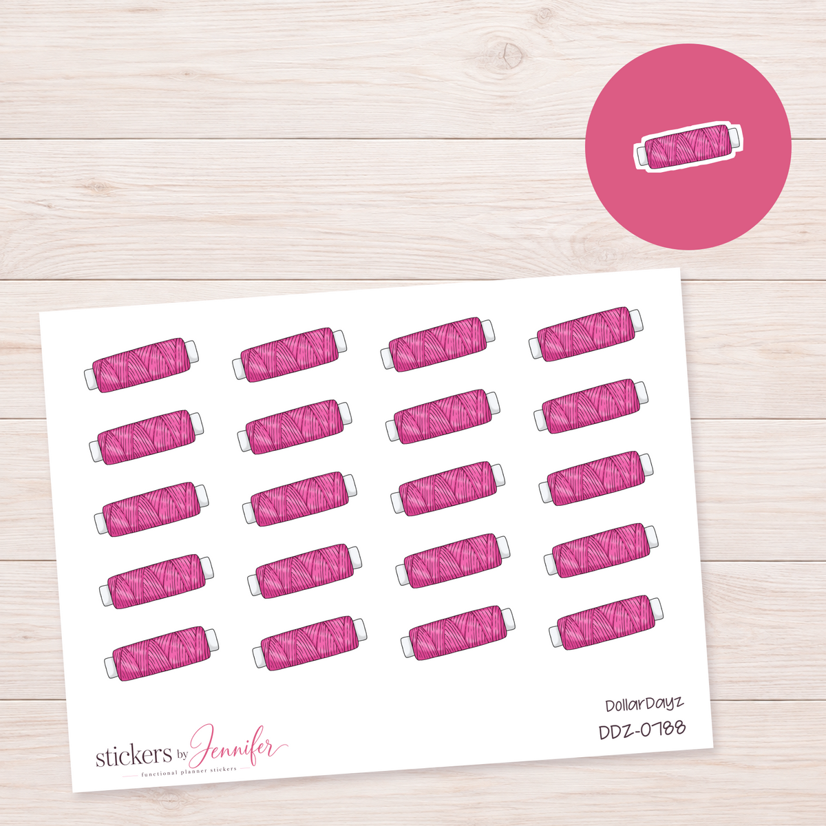 Pink Thread Spool Planner Stickers | DDZ-0788
