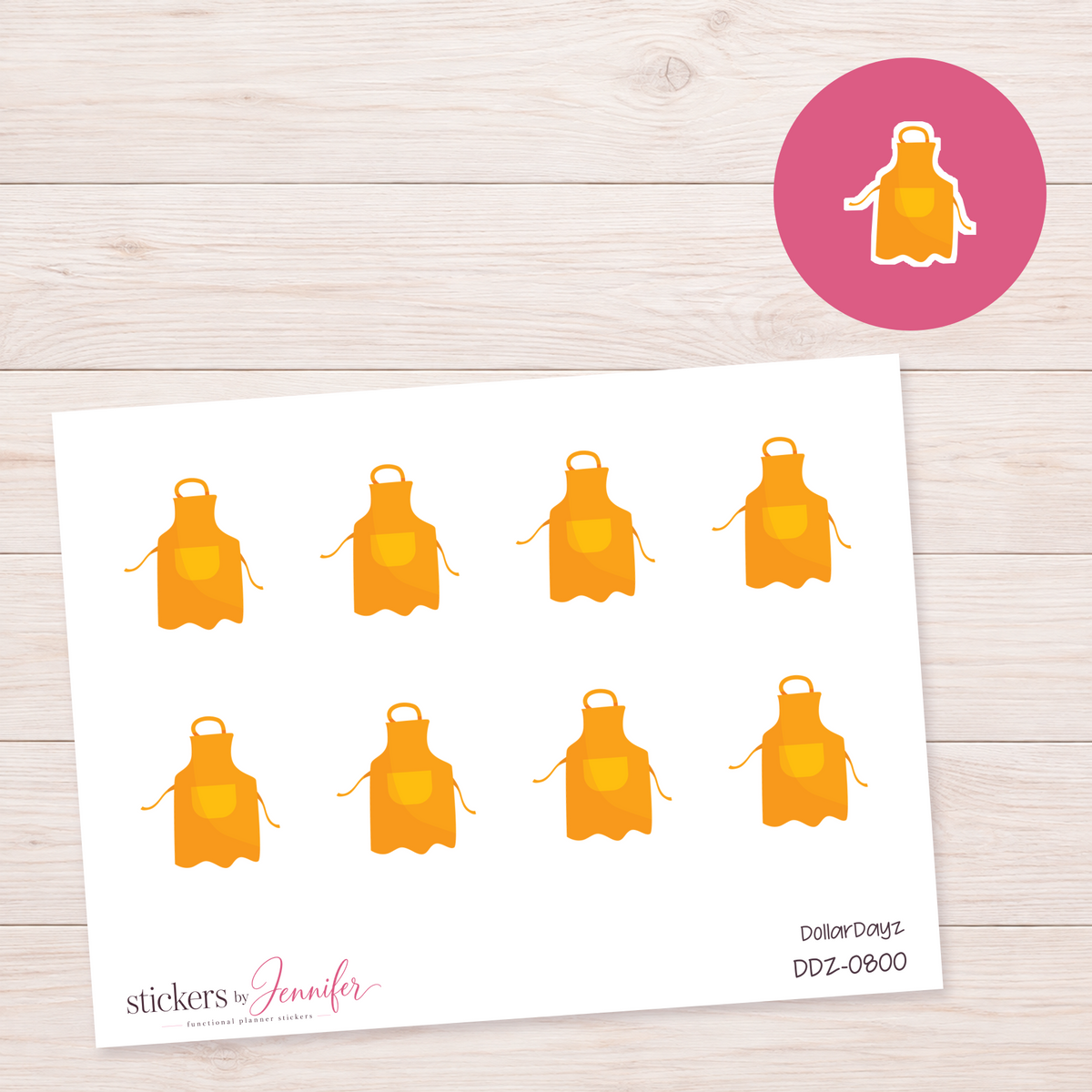 Yellow Apron Planner Stickers | DDZ-0800