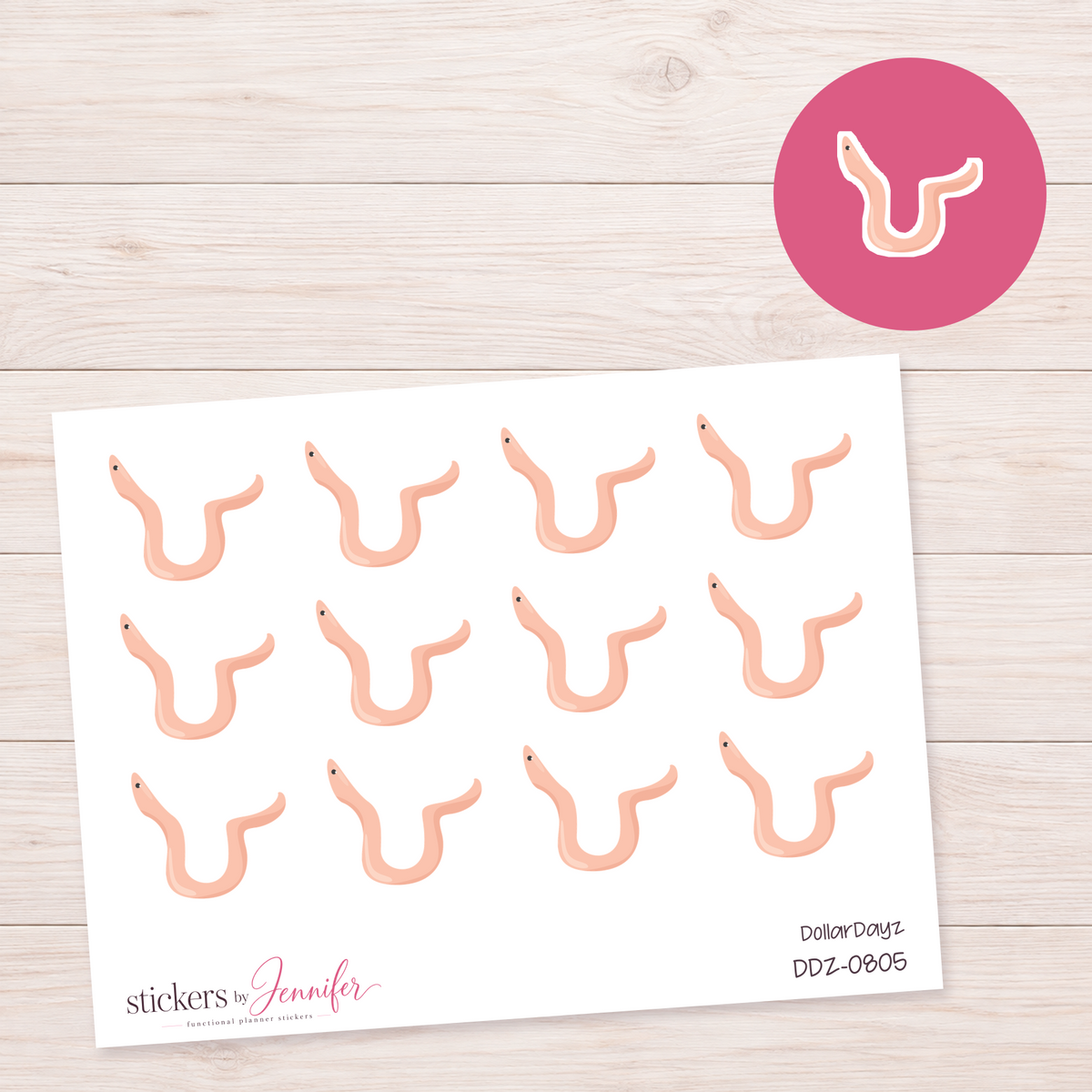 Earthworm Planner Stickers | DDZ-0805