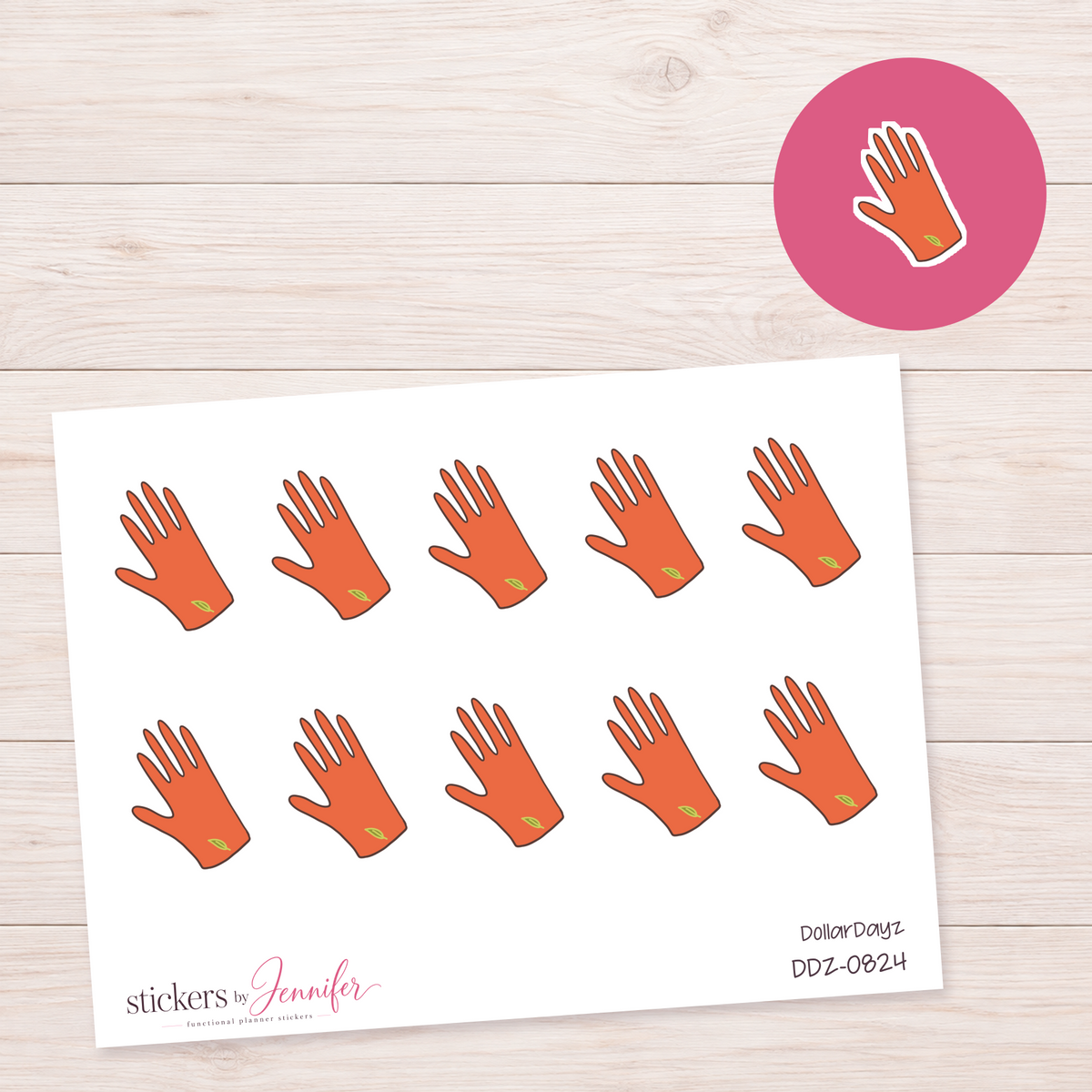 Orange Gardening Glove Planner Stickers | DDZ-0824