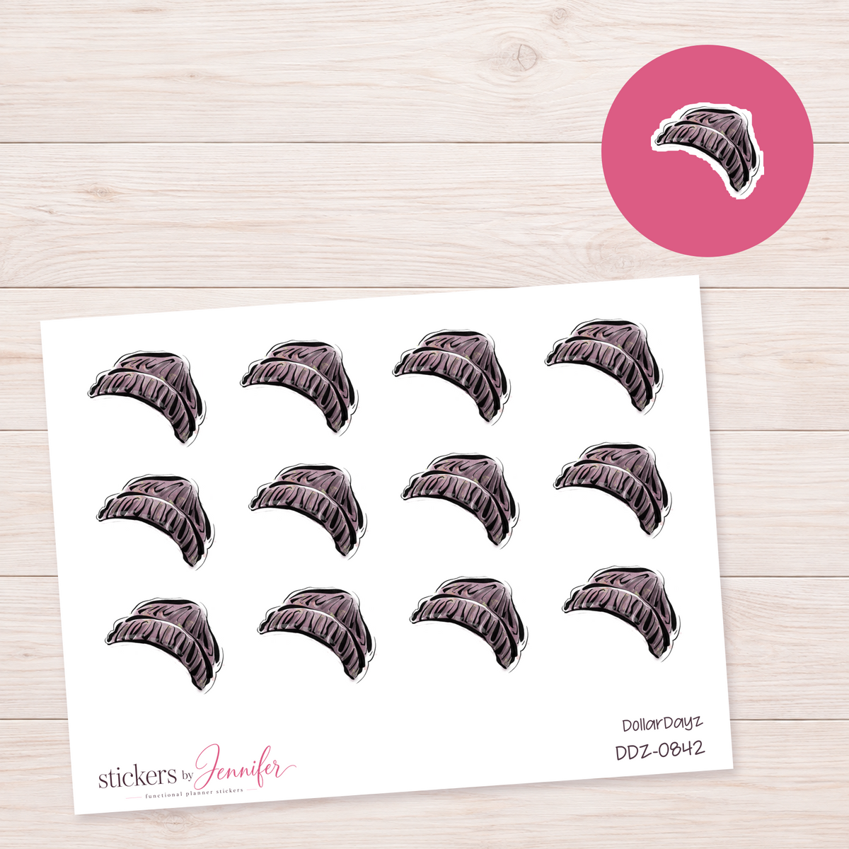 Pink Striped Beanie Planner Stickers | DDZ-0842