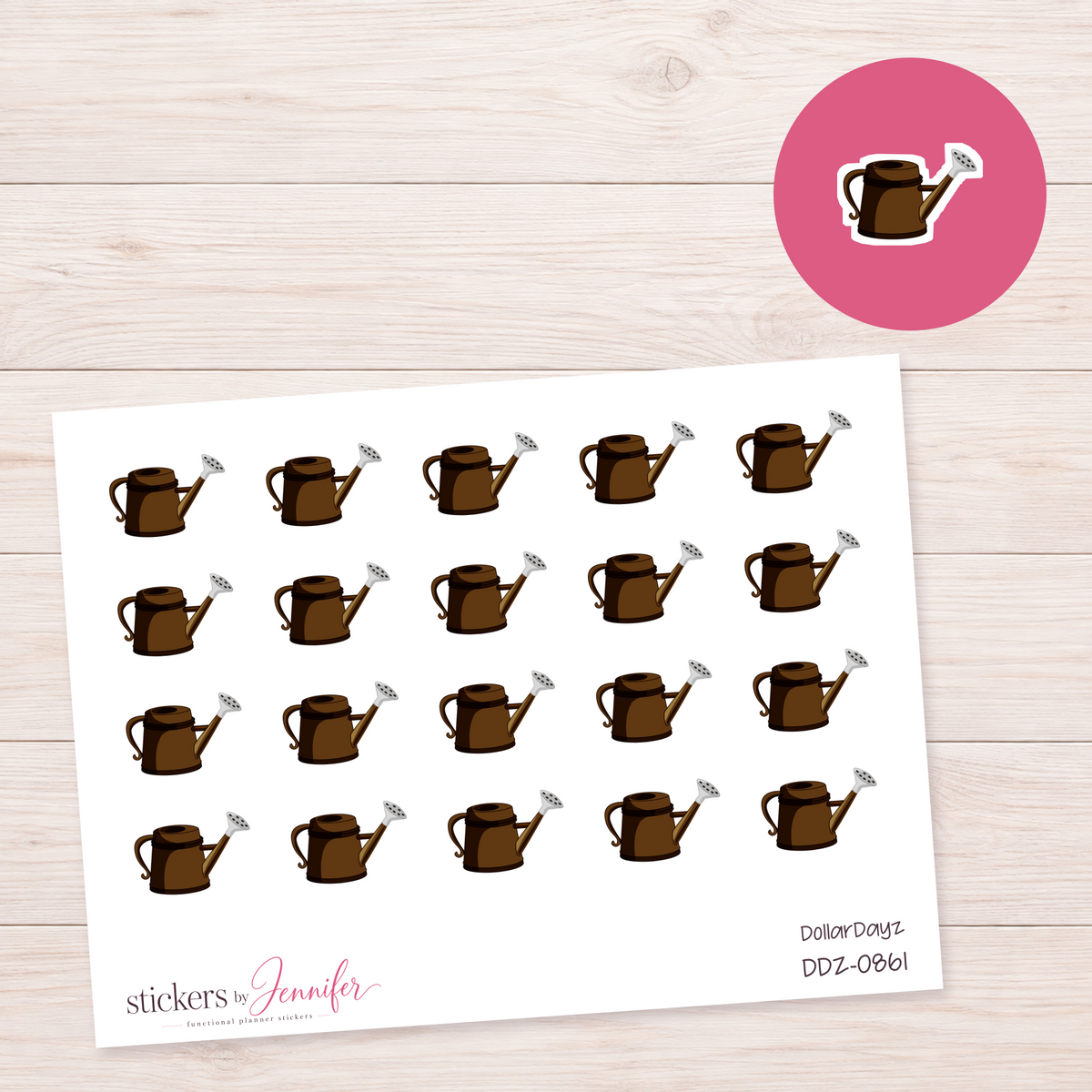 Brown Watering Can Planner Stickers | DDZ-0861