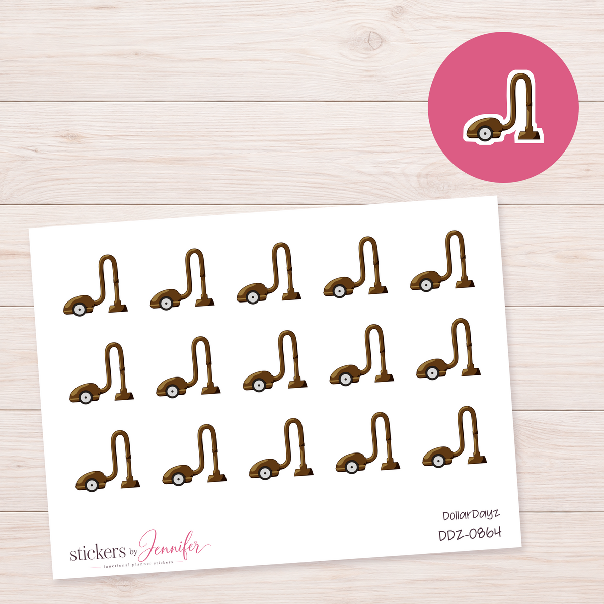 Brown Vacuum Cleaner Planner Stickers | DDZ-0864