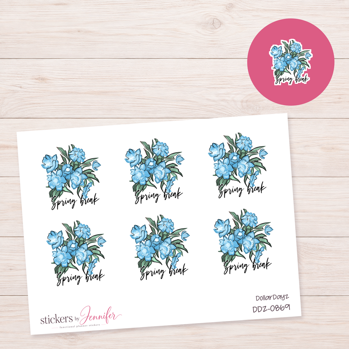 Spring Break Flowers Planner Stickers | DDZ-0869