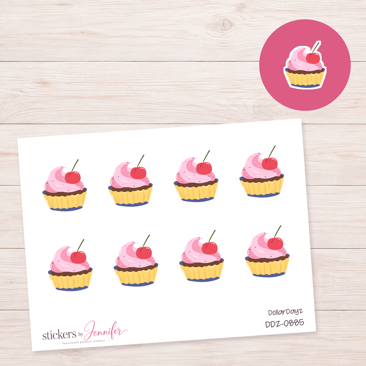 Cherry Cupcake Planner Stickers | DDZ-0885