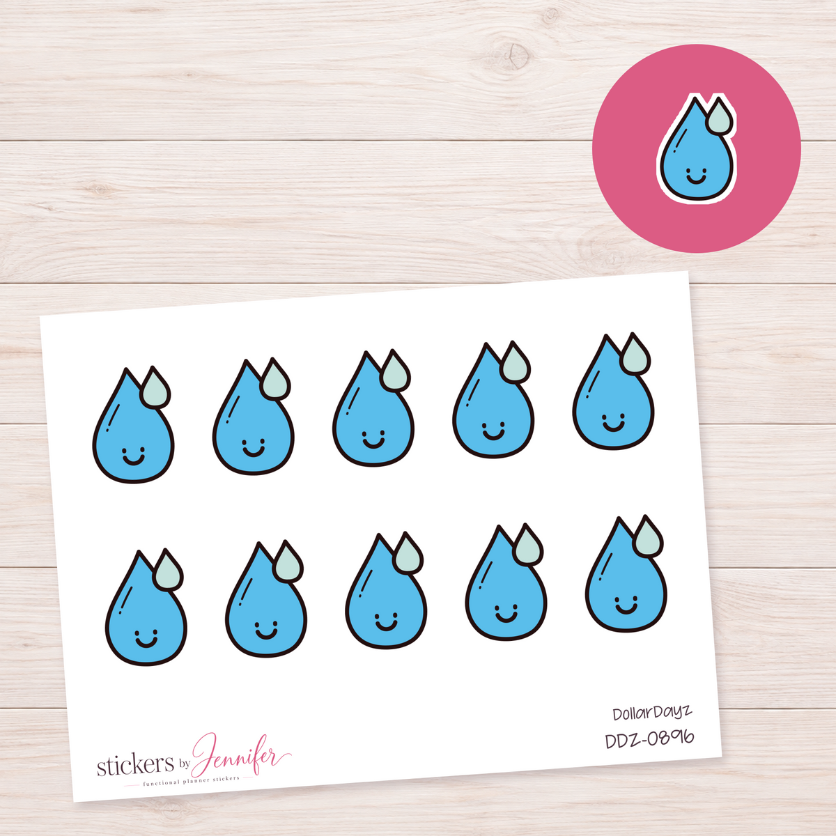 Smiling Water Drop Planner Stickers | DDZ-0896