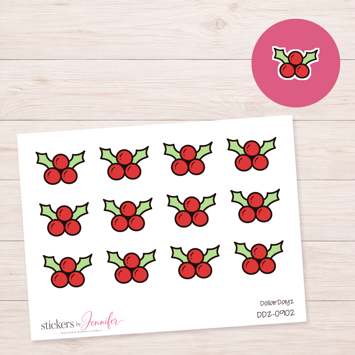 Holly Berries Planner Stickers | DDZ-0902