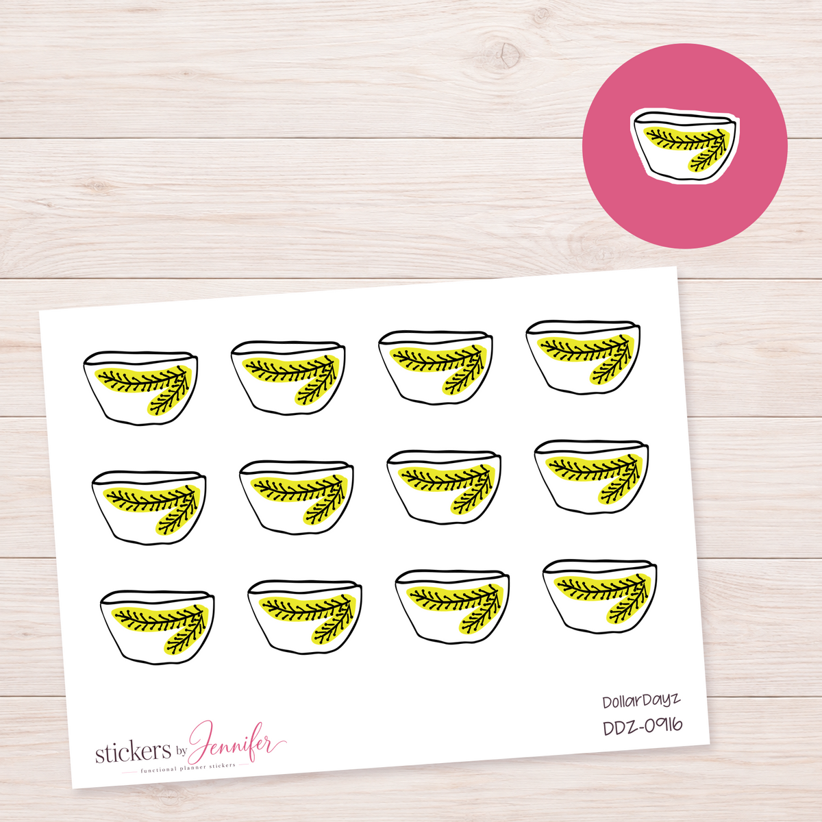 Yellow Botanical Bowl Planner Stickers | DDZ-0916