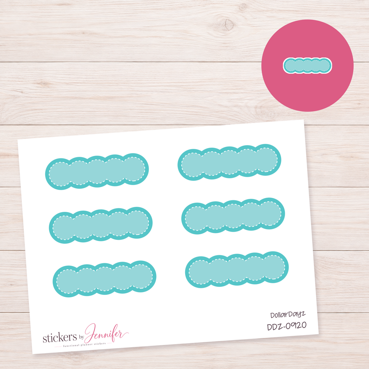 Teal Scalloped Label Planner Stickers | DDZ-0920
