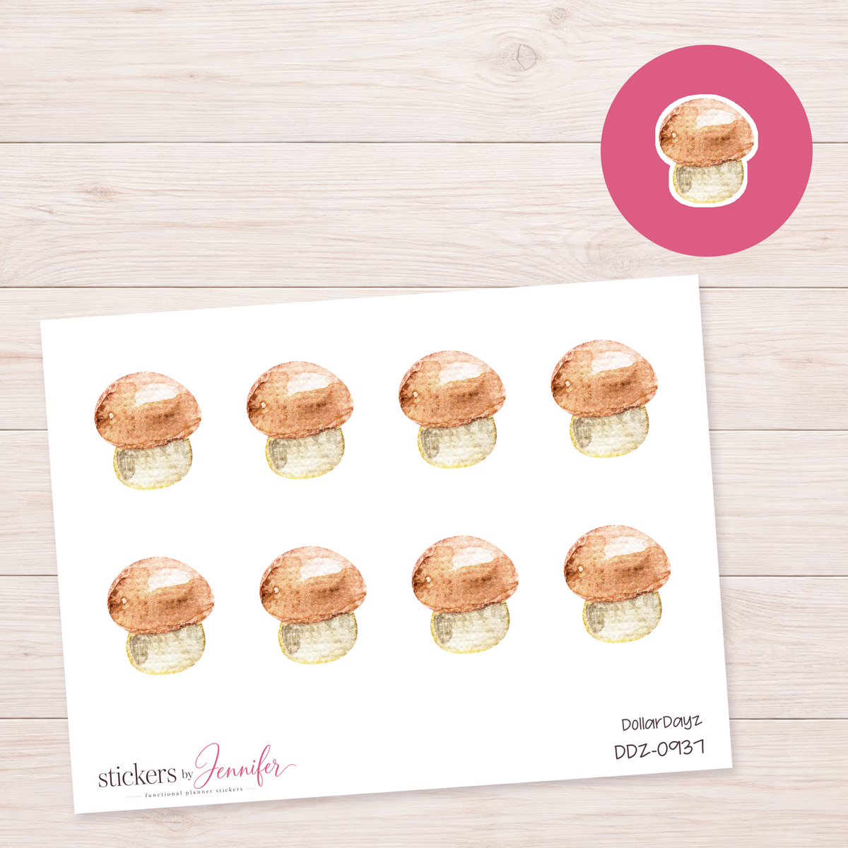 Watercolor Mushroom Planner Stickers | DDZ-0937