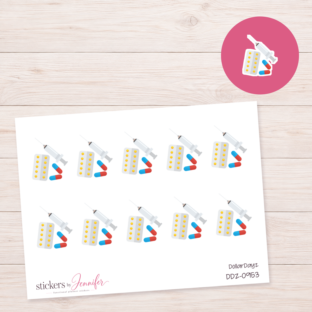 Medicine and Syringe Planner Stickers | DDZ-0953