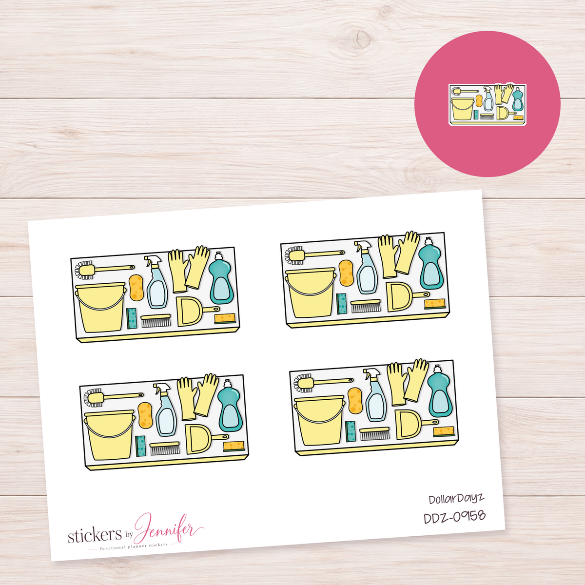 Yellow Cleaning Supplies Planner Stickers | DDZ-0958