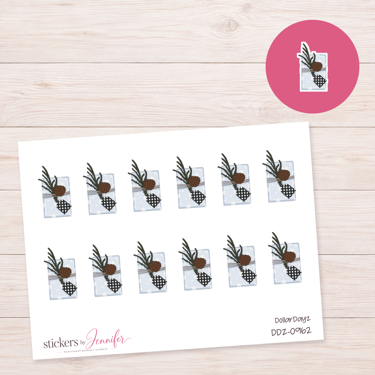 Pinecone Wrapped Gift Planner Stickers | DDZ-0962
