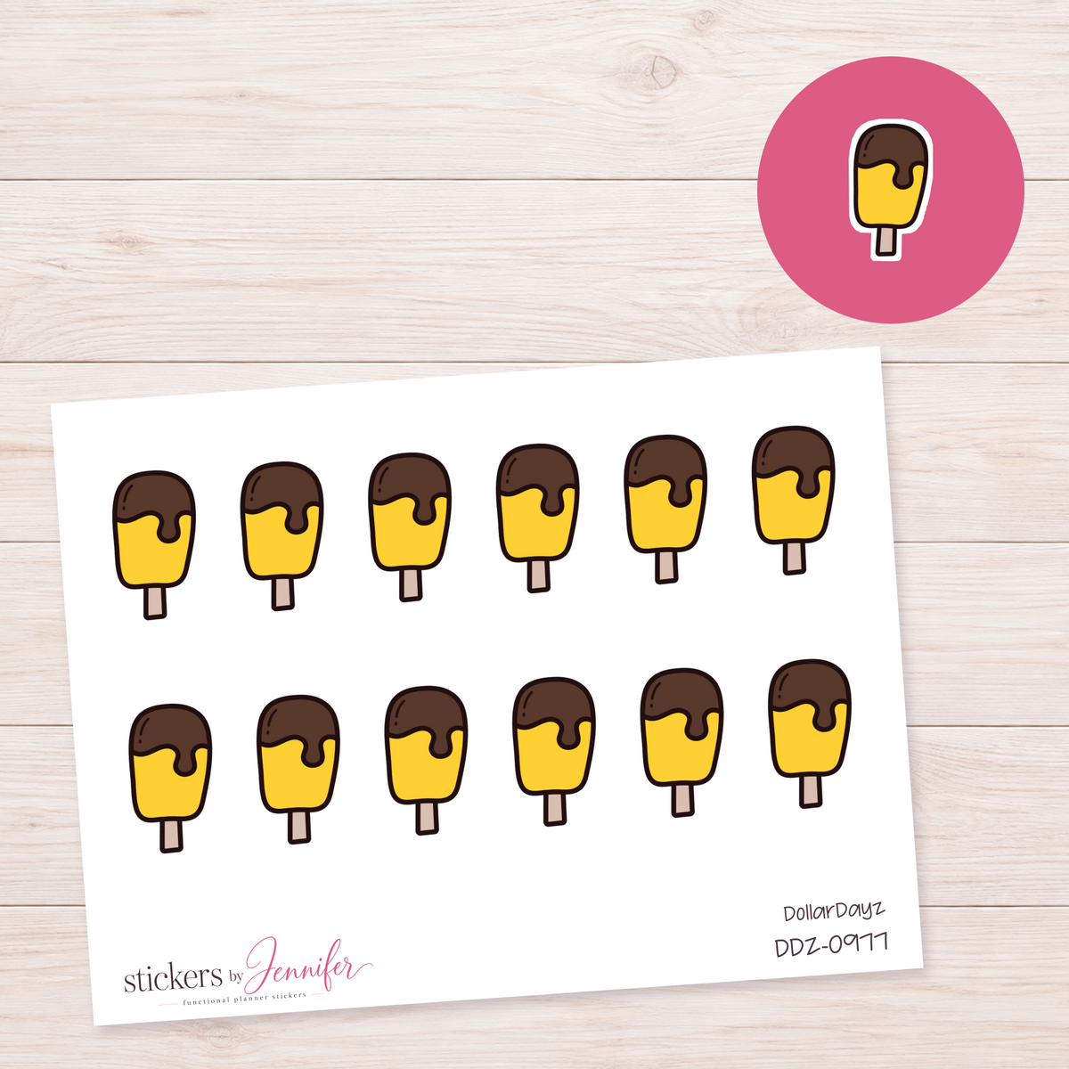 Chocolate-Dipped Ice Pop Planner Stickers | DDZ-0977