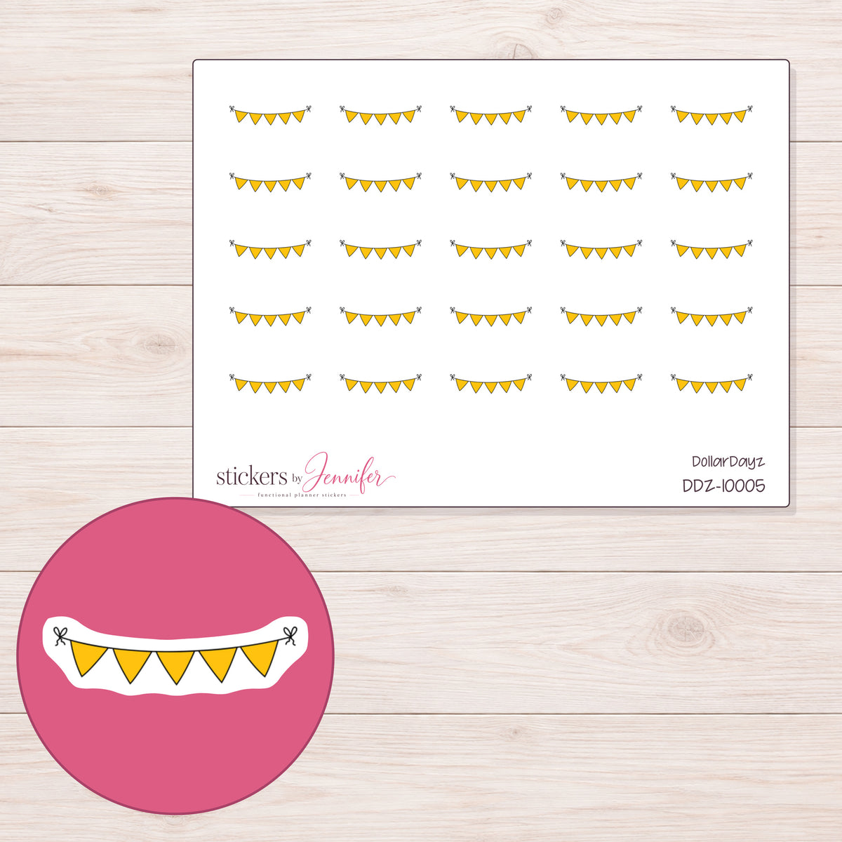 DDZ-10005 planner sticker sheet with enlarged sticker detail