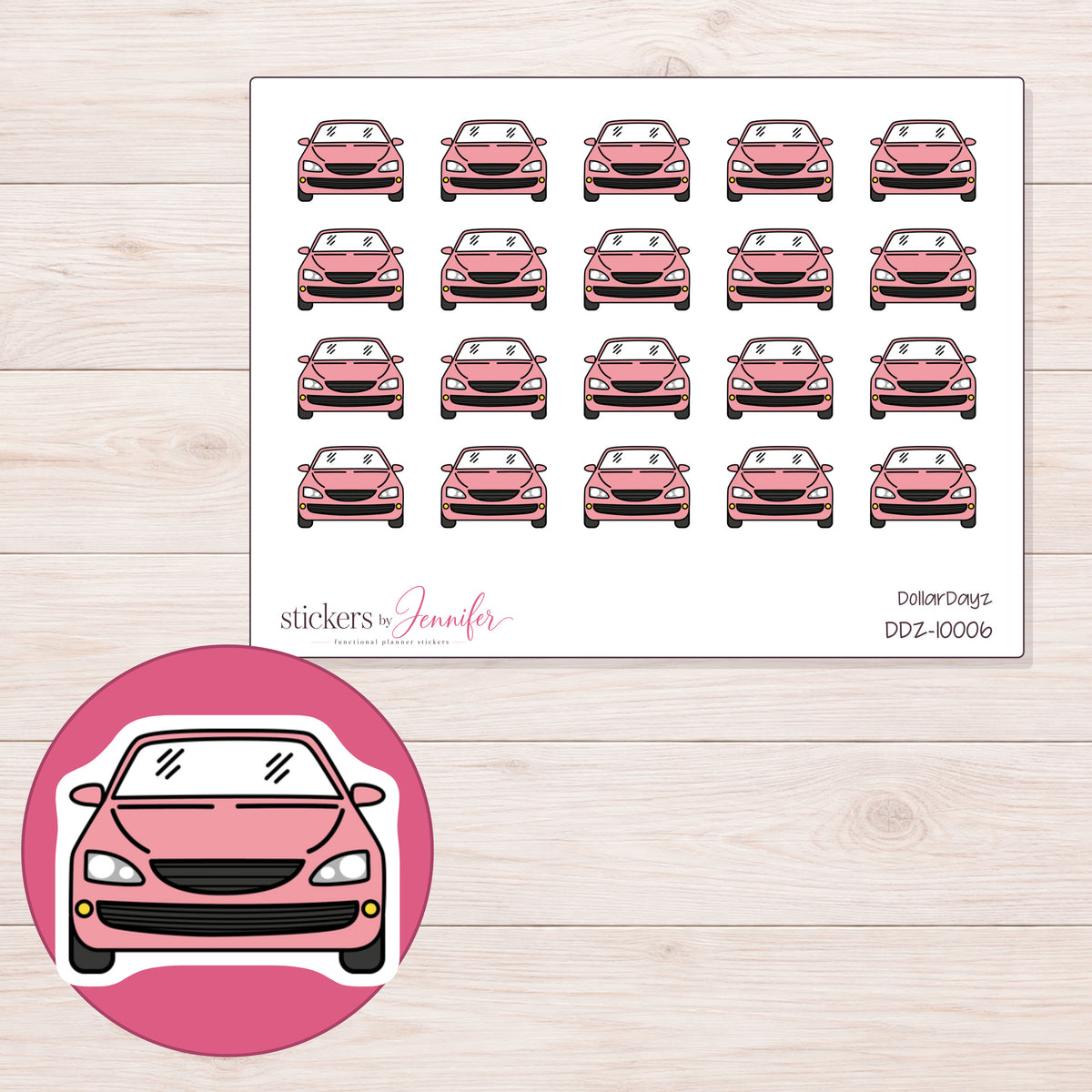 DDZ-10006 planner sticker sheet with enlarged sticker detail