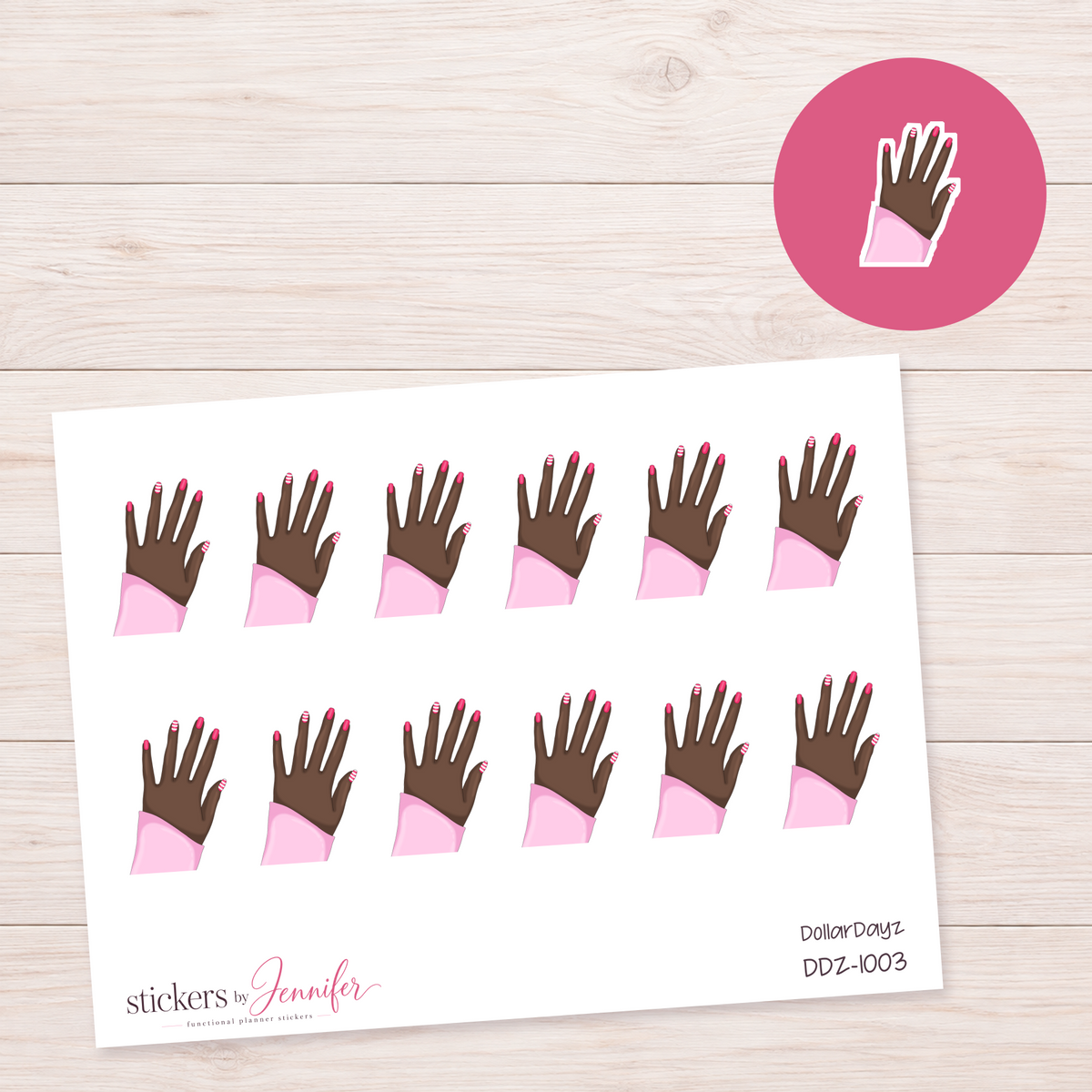 Pink Manicure Hand Planner Stickers | DDZ-1003