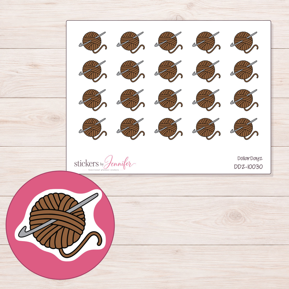 DDZ-10030 planner sticker sheet with enlarged sticker detail
