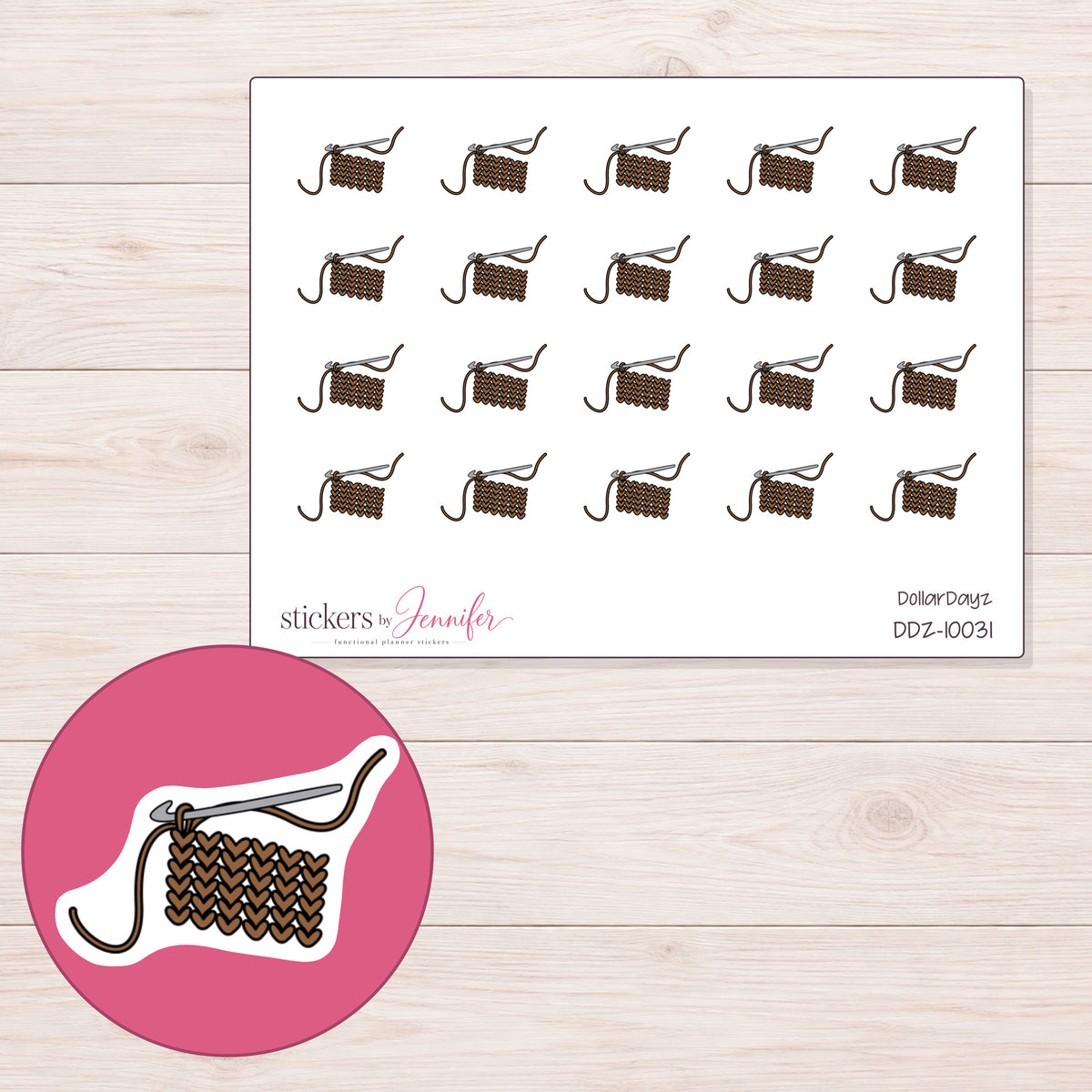 DDZ-10031 planner sticker sheet with enlarged sticker detail
