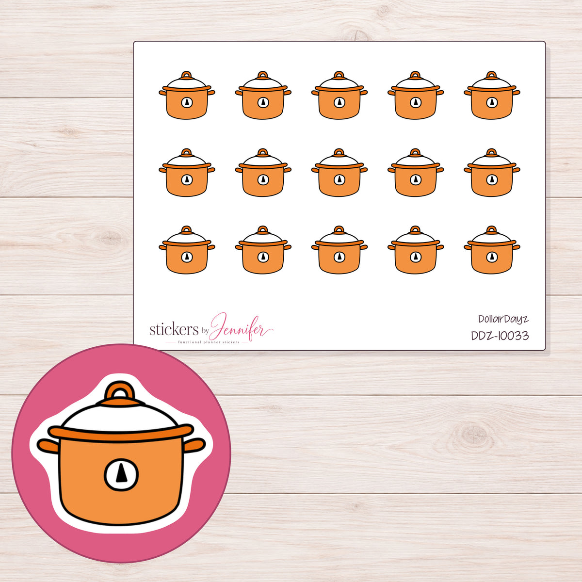 DDZ-10033 planner sticker sheet with enlarged sticker detail