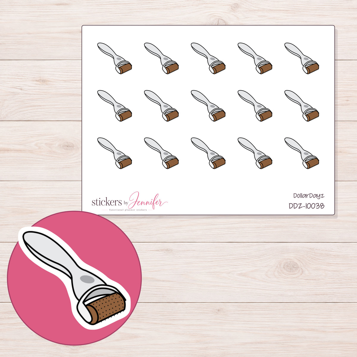 DDZ-10038 planner sticker sheet with enlarged sticker detail