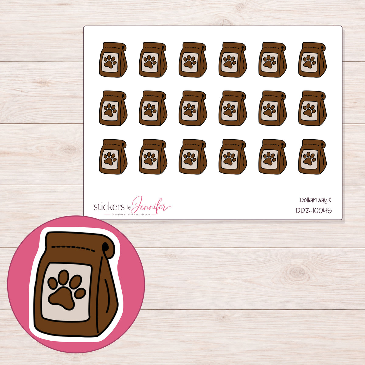 DDZ-10045 planner sticker sheet with enlarged sticker detail