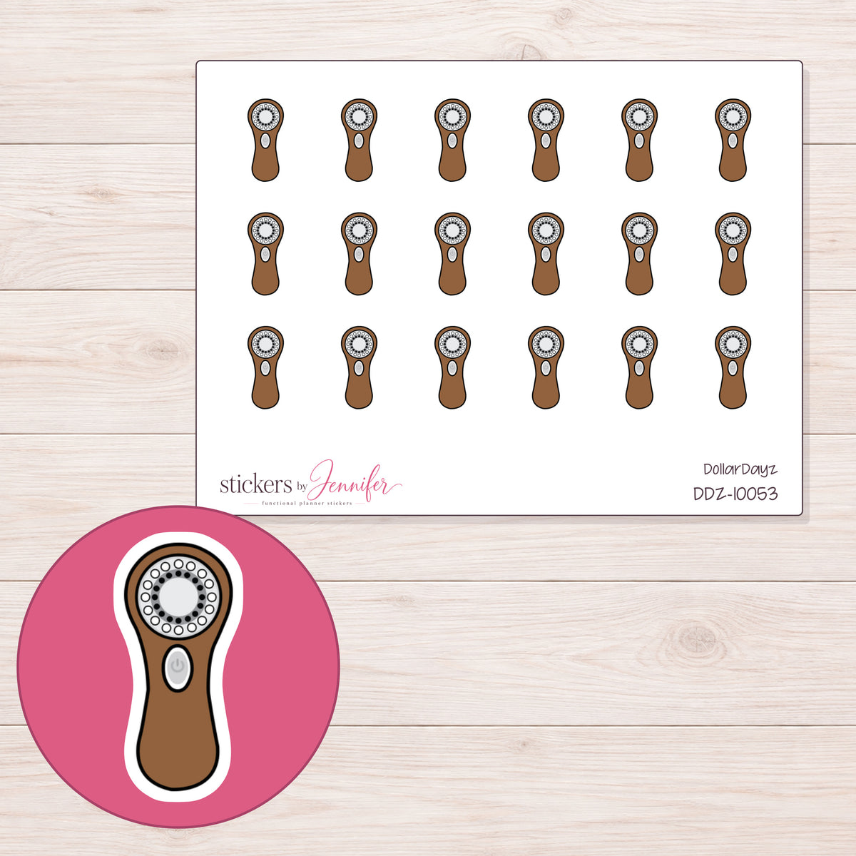 DDZ-10053 planner sticker sheet with enlarged sticker detail
