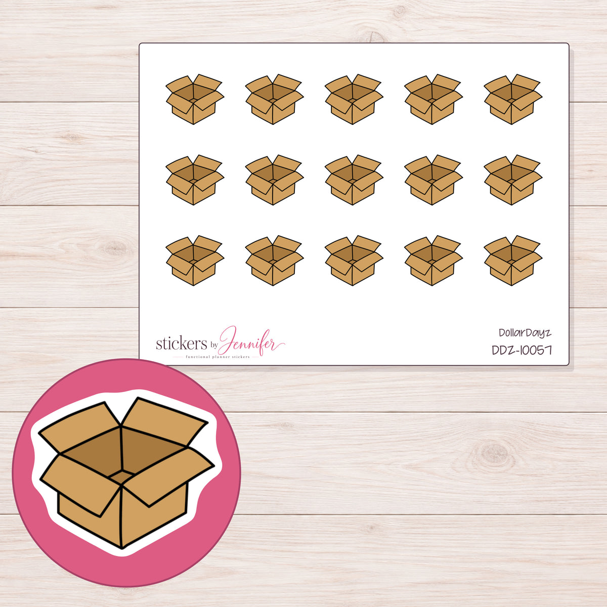 DDZ-10057 planner sticker sheet with enlarged sticker detail
