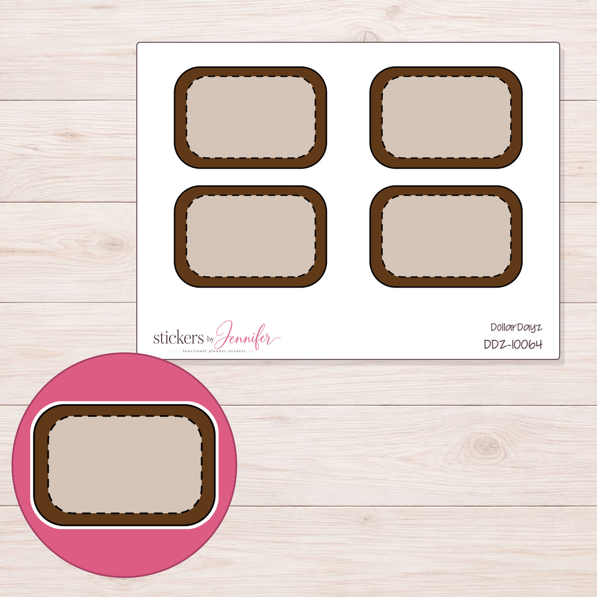 DDZ-10064 planner sticker sheet with enlarged sticker detail