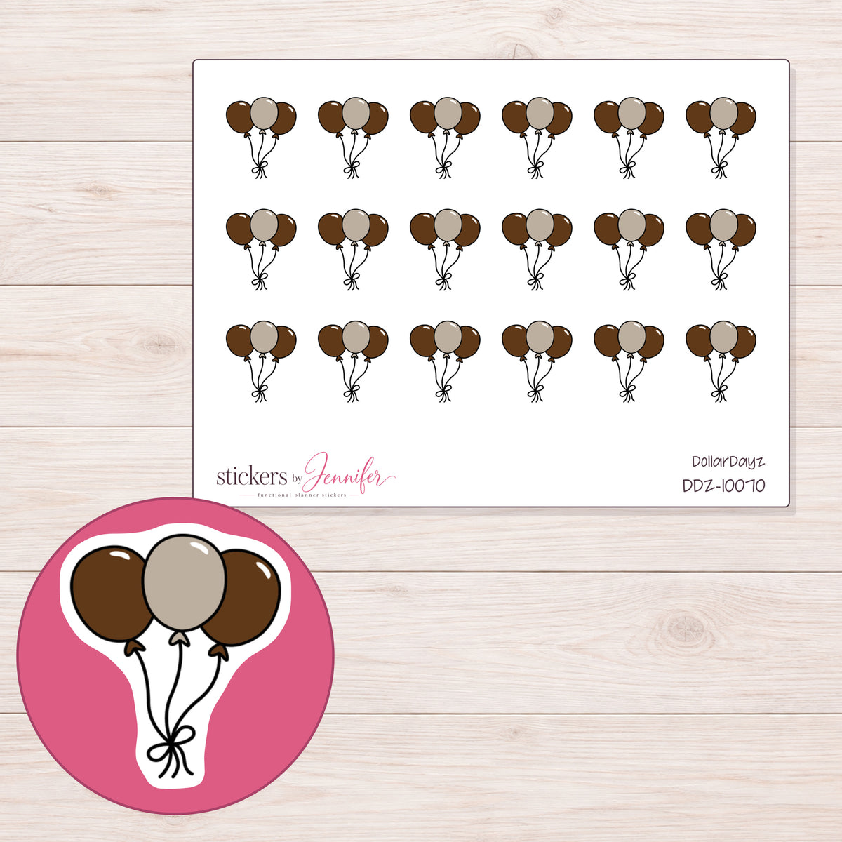 DDZ-10070 planner sticker sheet with enlarged sticker detail
