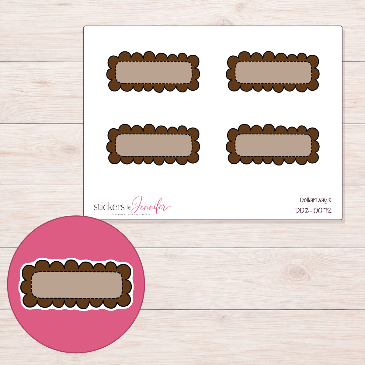 DDZ-10072 planner sticker sheet with enlarged sticker detail