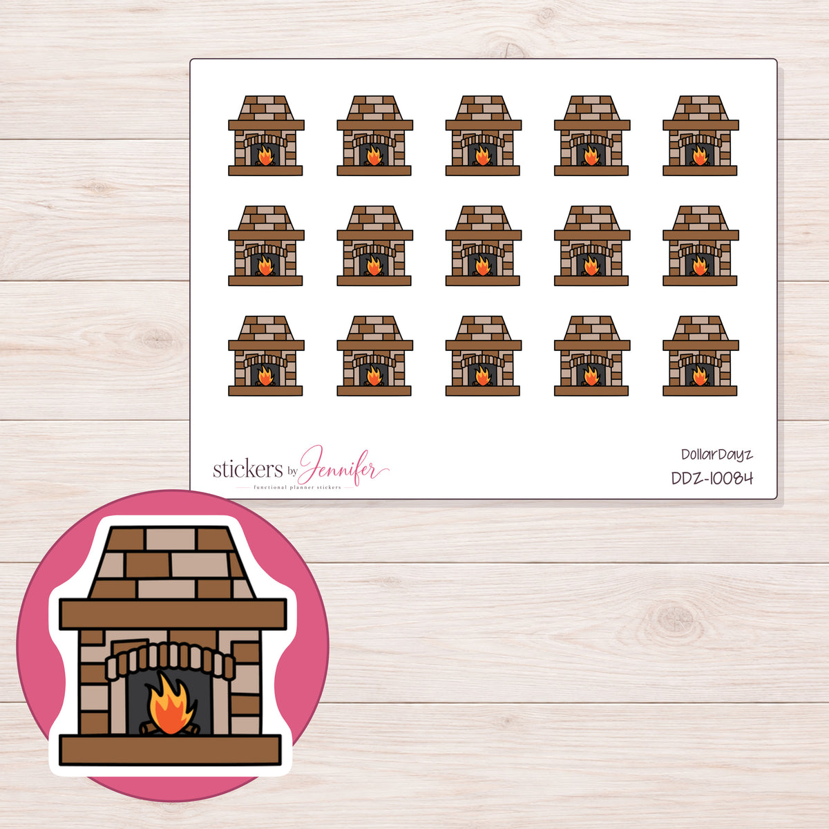 DDZ-10084 planner sticker sheet with enlarged sticker detail