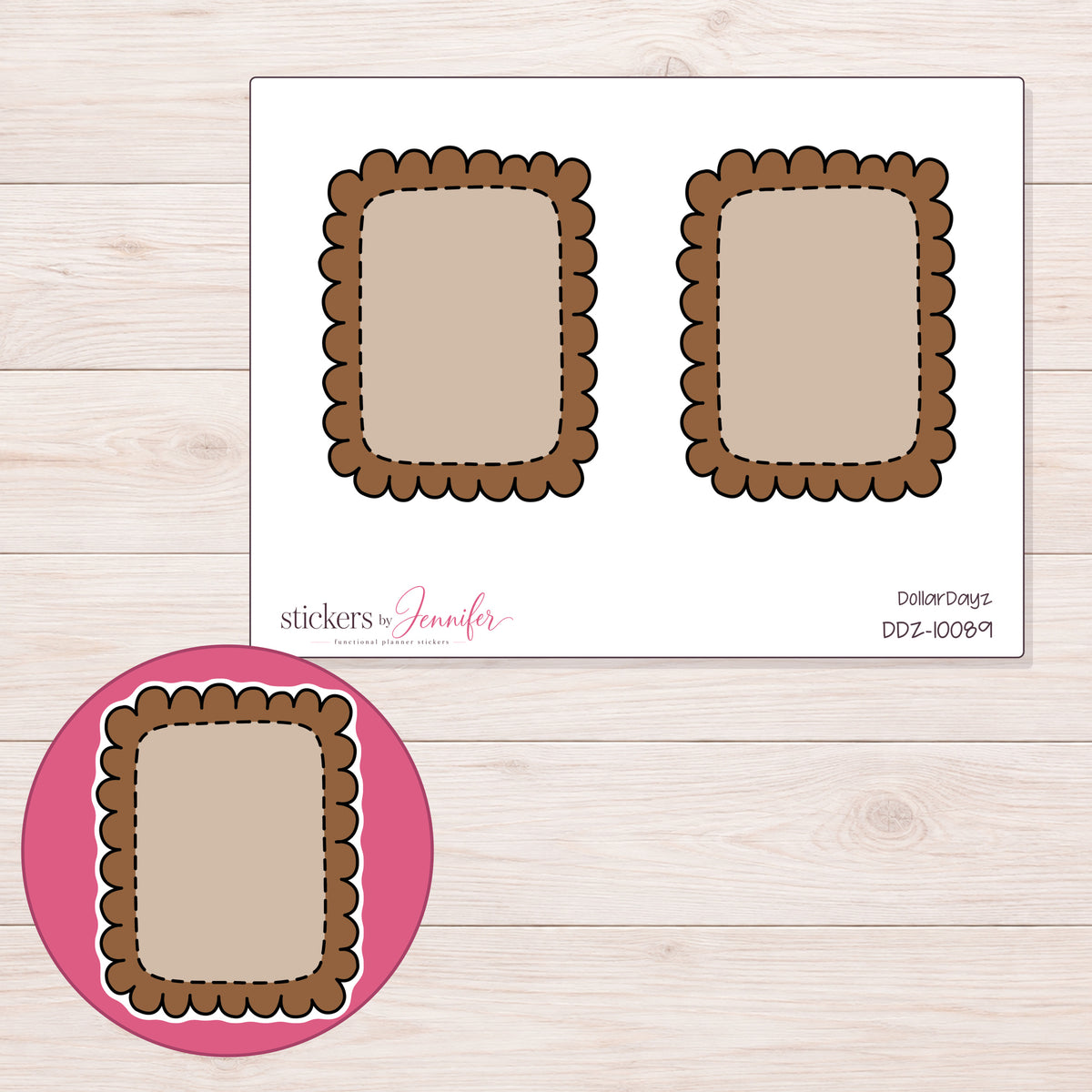 DDZ-10089 planner sticker sheet with enlarged sticker detail