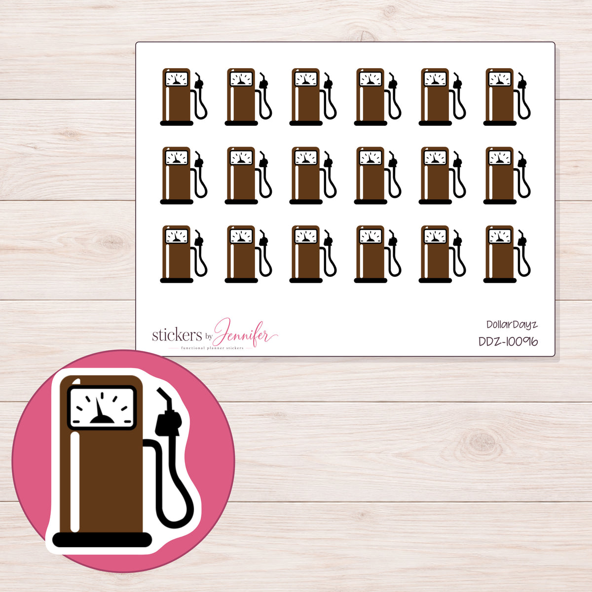 DDZ-10096 planner sticker sheet with enlarged sticker detail