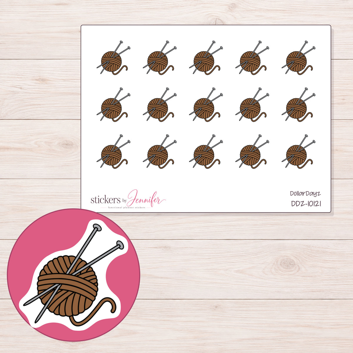 DDZ-10121 planner sticker sheet with enlarged sticker detail