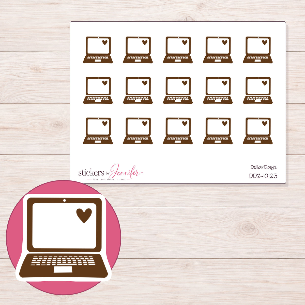 DDZ-10125 planner sticker sheet with enlarged sticker detail